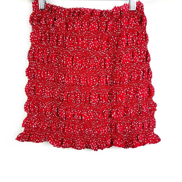 NEW STORIA Red Polka Dot Ruffle Two-Piece Set Small Top and Skirt - Picture 5 of 7